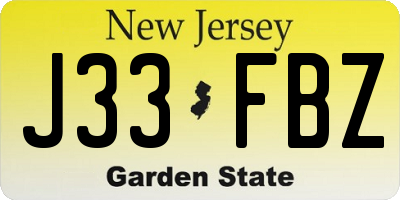 NJ license plate J33FBZ