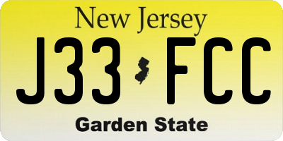 NJ license plate J33FCC