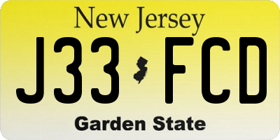 NJ license plate J33FCD
