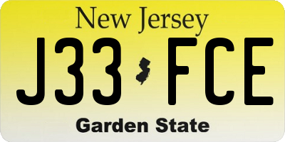 NJ license plate J33FCE