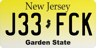 NJ license plate J33FCK