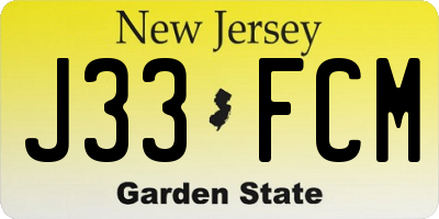 NJ license plate J33FCM