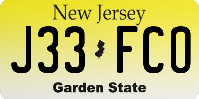 NJ license plate J33FCO