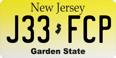 NJ license plate J33FCP