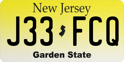 NJ license plate J33FCQ