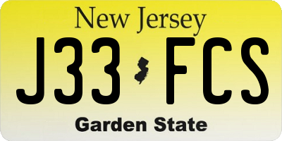 NJ license plate J33FCS