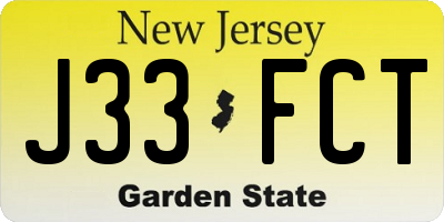 NJ license plate J33FCT