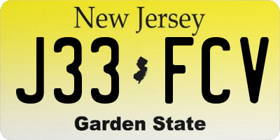 NJ license plate J33FCV