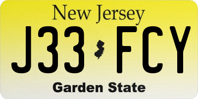 NJ license plate J33FCY