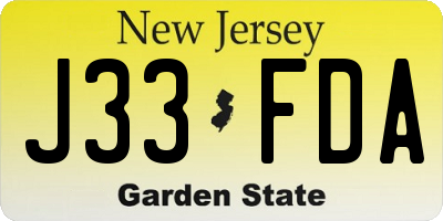 NJ license plate J33FDA