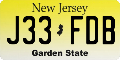 NJ license plate J33FDB