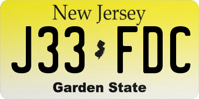 NJ license plate J33FDC