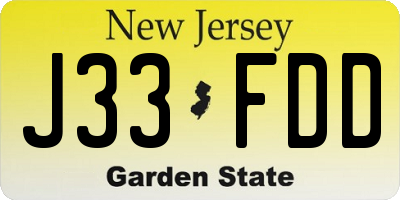 NJ license plate J33FDD