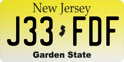 NJ license plate J33FDF