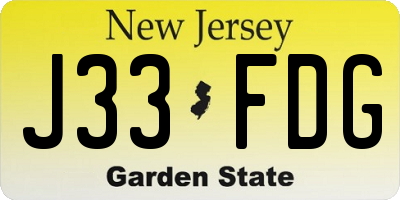 NJ license plate J33FDG