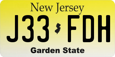 NJ license plate J33FDH