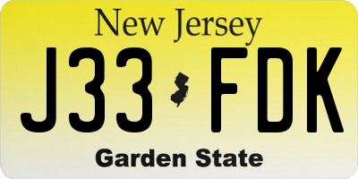 NJ license plate J33FDK