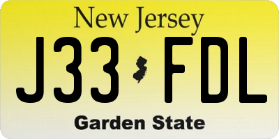 NJ license plate J33FDL