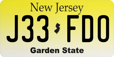 NJ license plate J33FDO