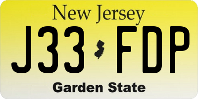 NJ license plate J33FDP