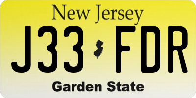 NJ license plate J33FDR