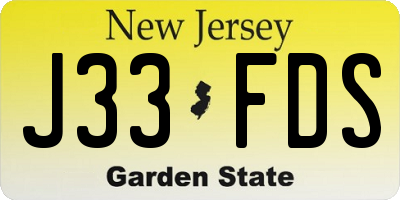 NJ license plate J33FDS