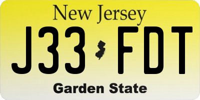 NJ license plate J33FDT