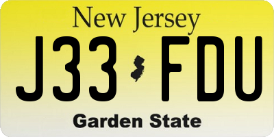 NJ license plate J33FDU
