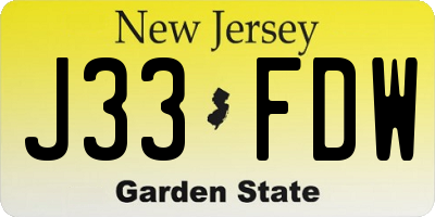 NJ license plate J33FDW