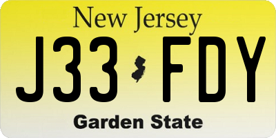 NJ license plate J33FDY
