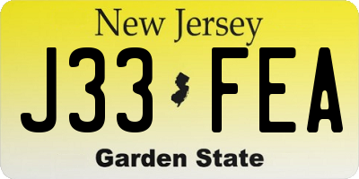 NJ license plate J33FEA