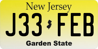 NJ license plate J33FEB