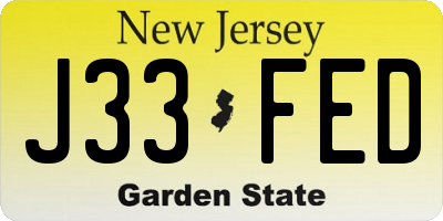 NJ license plate J33FED
