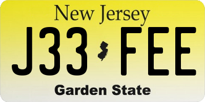 NJ license plate J33FEE