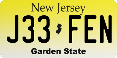 NJ license plate J33FEN