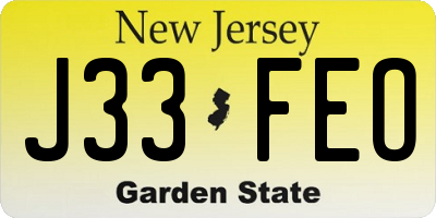 NJ license plate J33FEO