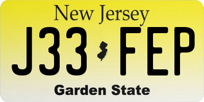 NJ license plate J33FEP