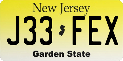 NJ license plate J33FEX