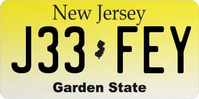 NJ license plate J33FEY