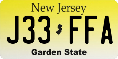NJ license plate J33FFA