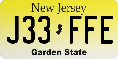 NJ license plate J33FFE