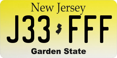 NJ license plate J33FFF