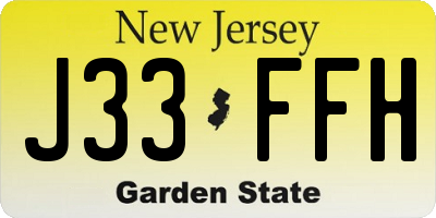 NJ license plate J33FFH