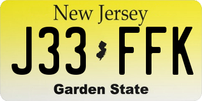 NJ license plate J33FFK