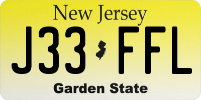 NJ license plate J33FFL