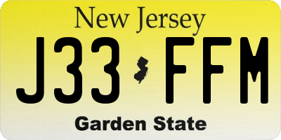 NJ license plate J33FFM