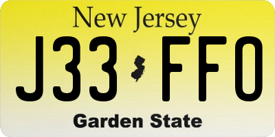 NJ license plate J33FFO