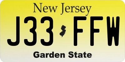 NJ license plate J33FFW
