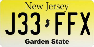 NJ license plate J33FFX