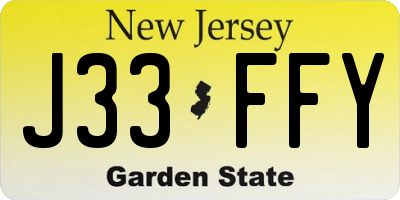 NJ license plate J33FFY